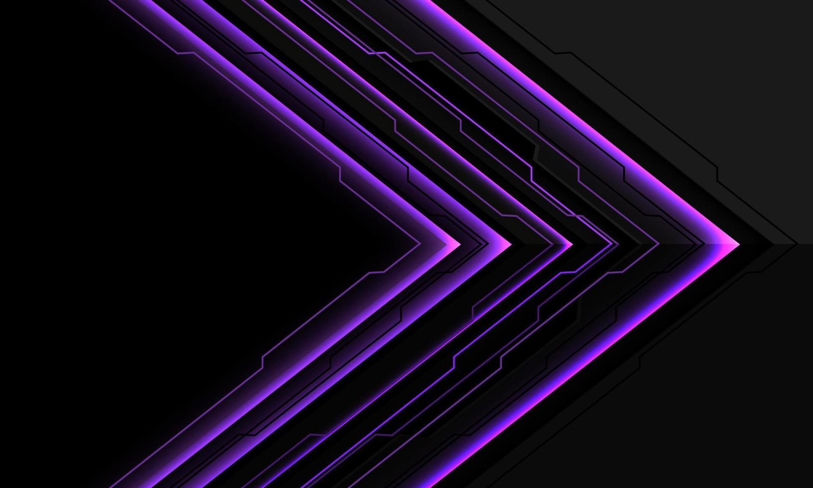 Abstract purple circuit black cyber arrow direction geometric overlap on grey blank space design modern futuristic background vector