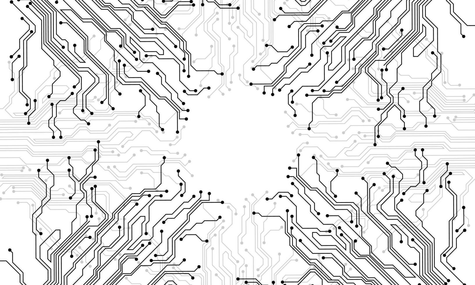 negro gris línea circuito computadora tecnología futurista en blanco antecedentes diseño creativo vector