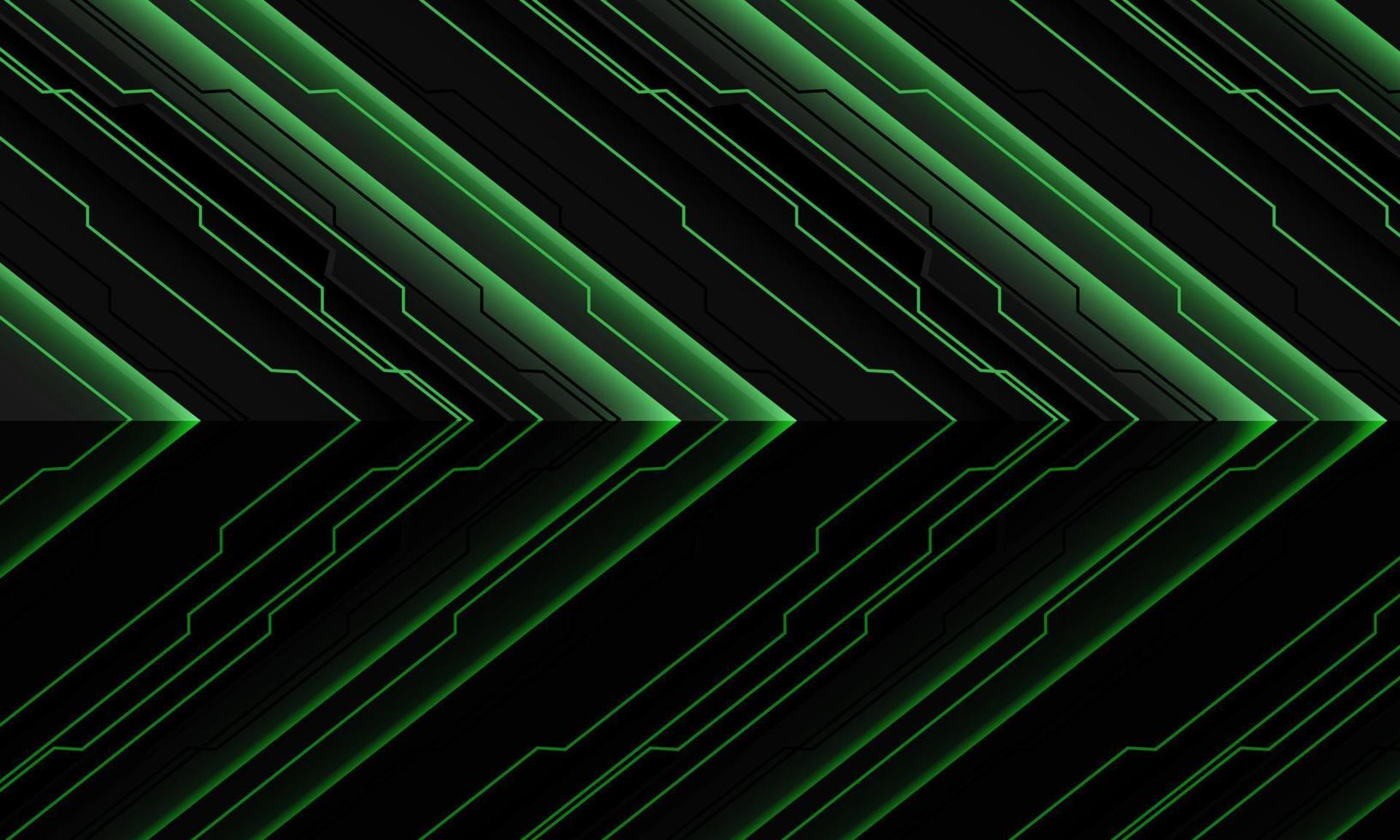 Abstract green grey metallic circuit light cyber arrow direction geometric pattern design modern technology futuristic background vector