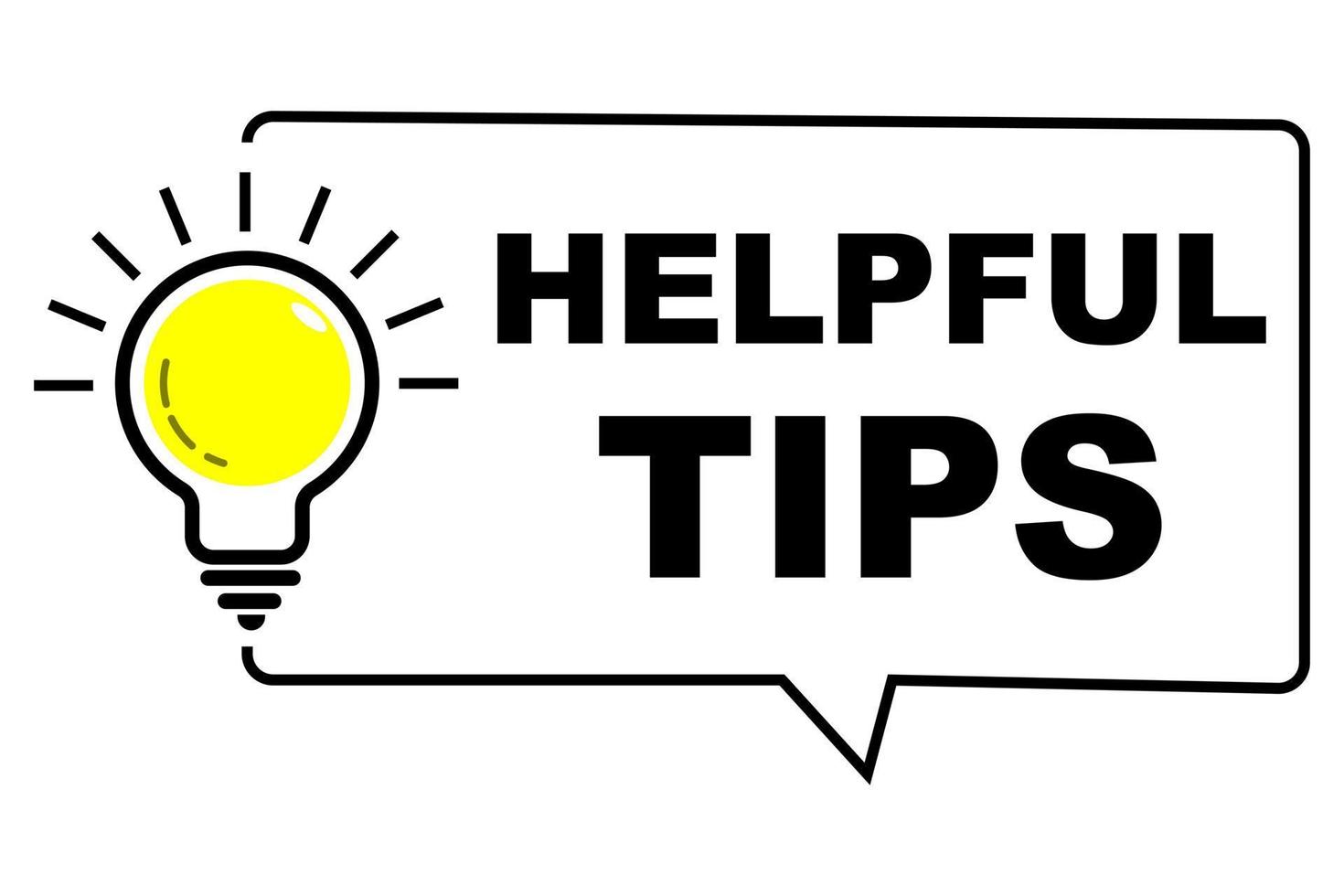 Helpful Tips icon and Light bulb with sparkle rays shine. Idea sign thinking solution. Idea lamp tooltip trivia. Great idea badge. helpful advice tricks suggestion knowledge and study concept. vector