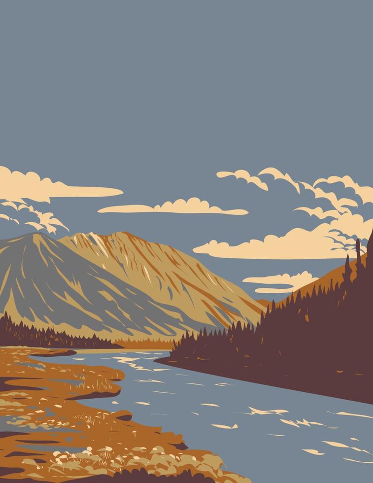 pluma Arroyo en kluane nacional parque y reserva yukon Canadá wpa póster Arte vector