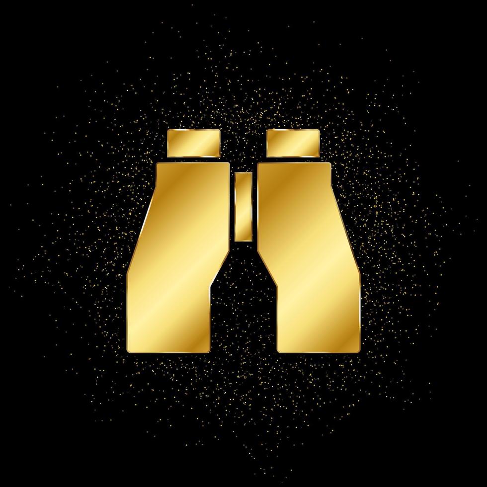 Binoculars gold, icon. Vector illustration of golden particle on gold vector background