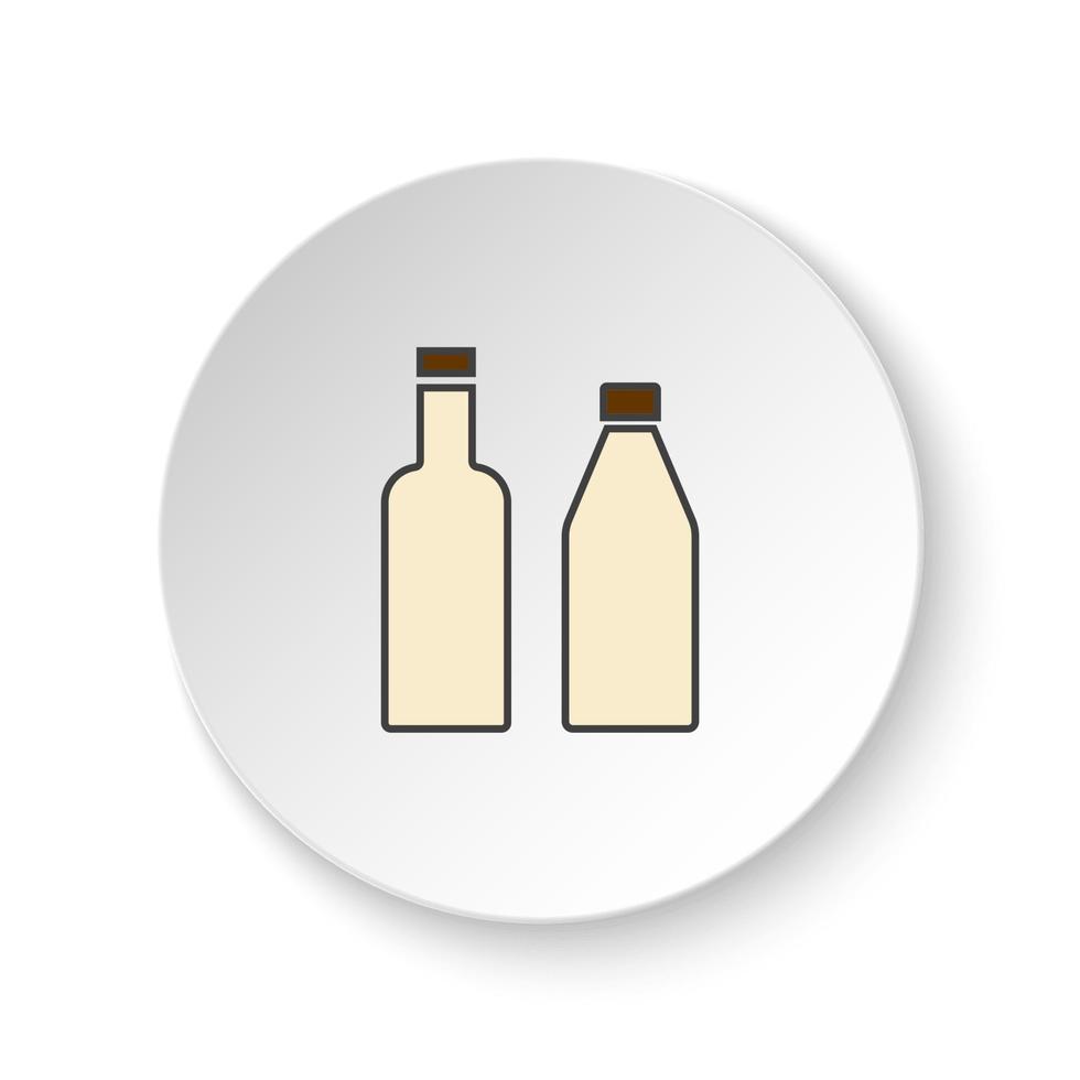 redondo botón para web icono, botellas botón bandera redondo, Insignia interfaz para solicitud ilustración en blanco antecedentes vector