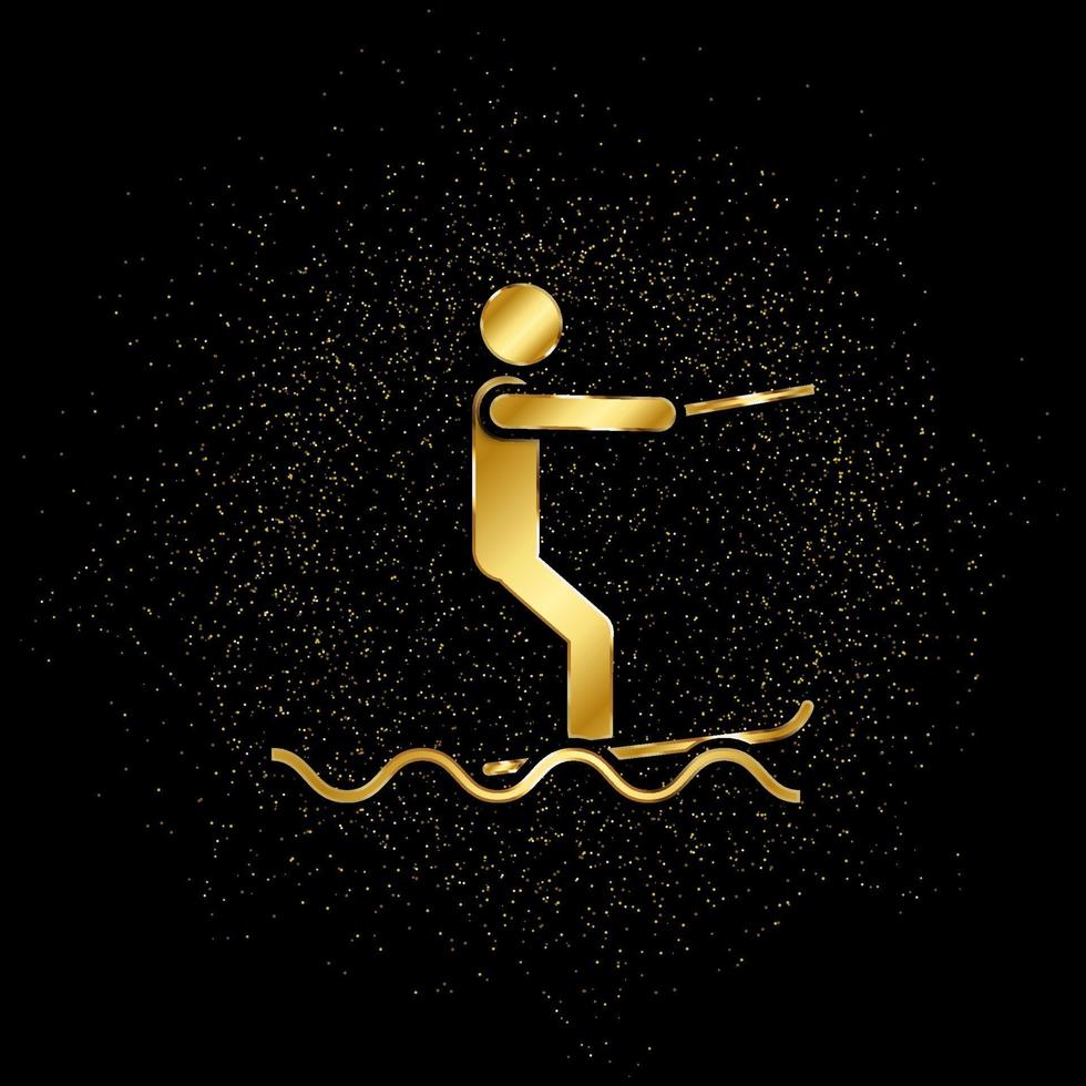 Surf sea gold, icon. Vector illustration of golden particle on gold vector background