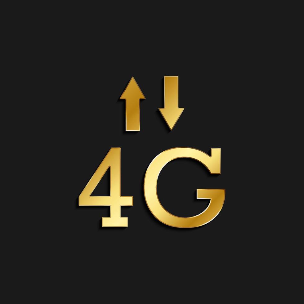 4g, signal, arrows gold icon. Vector illustration of golden style icon on dark background