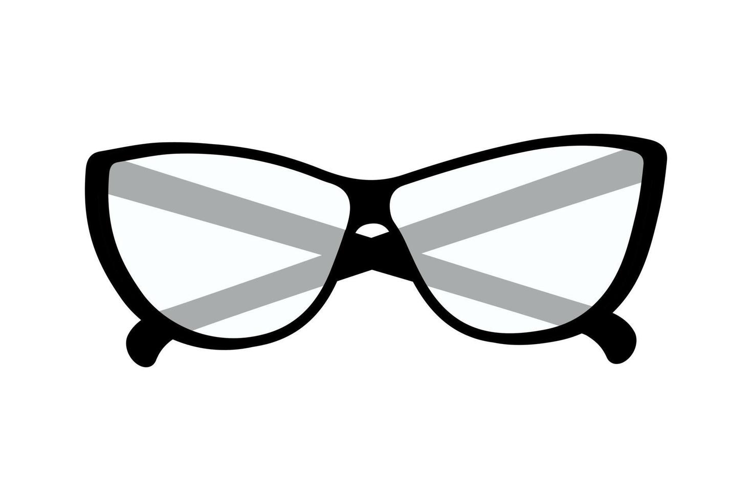 Glasses with black frames and clear lenses. Happy bespectacled man day. Sticker. Icon. Isolate. EPS vector