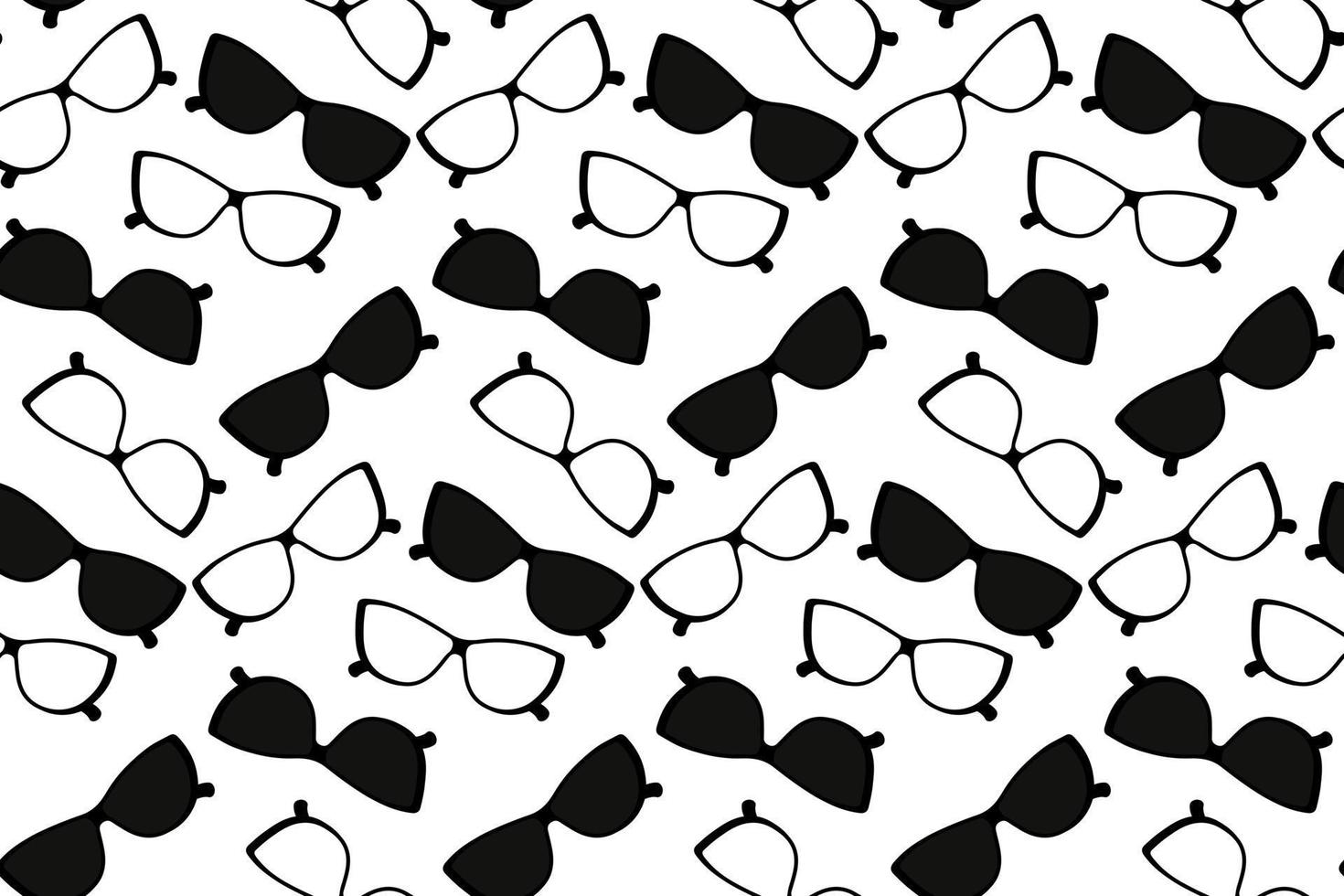 Endless pattern of sunglasses in black and white. Abstract background texture. Hello summer. Vector