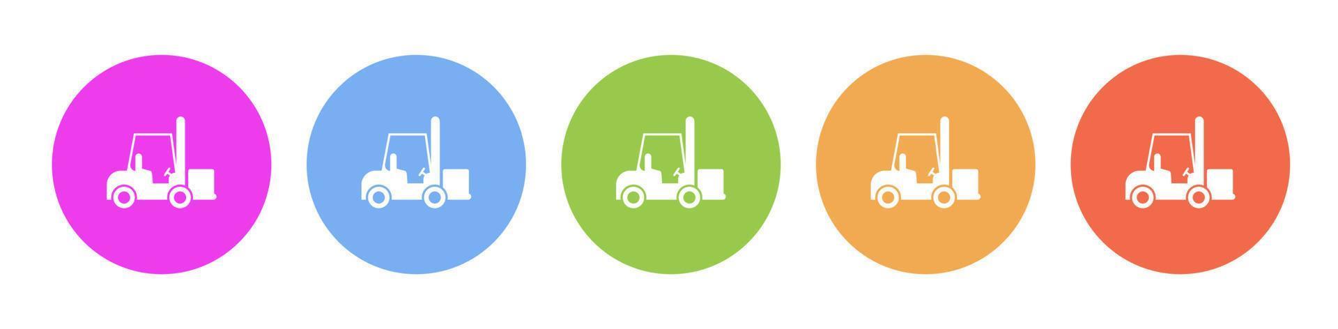 Multi colored flat icons on round backgrounds. forklift move box multicolor circle vector icon on white background