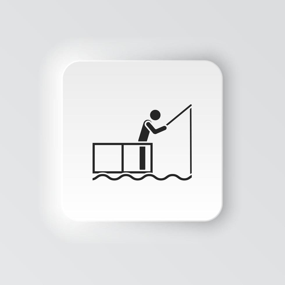 Rectangle button icon Fishing. Button banner Rectangle badge interface for application illustration on neomorphic style on white background vector