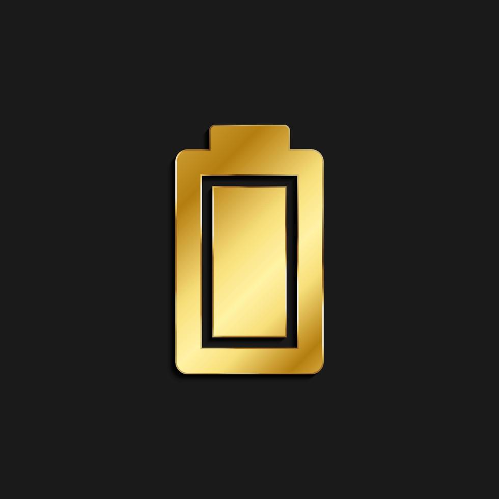 battery gold icon. Vector illustration of golden style icon on dark background