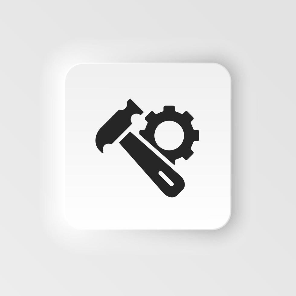 Mass production, hammer neumorphic style vector icon. Simple element illustration from UI concept. Mass production, hammer neumorphic style vector icon. Infographic concept on white