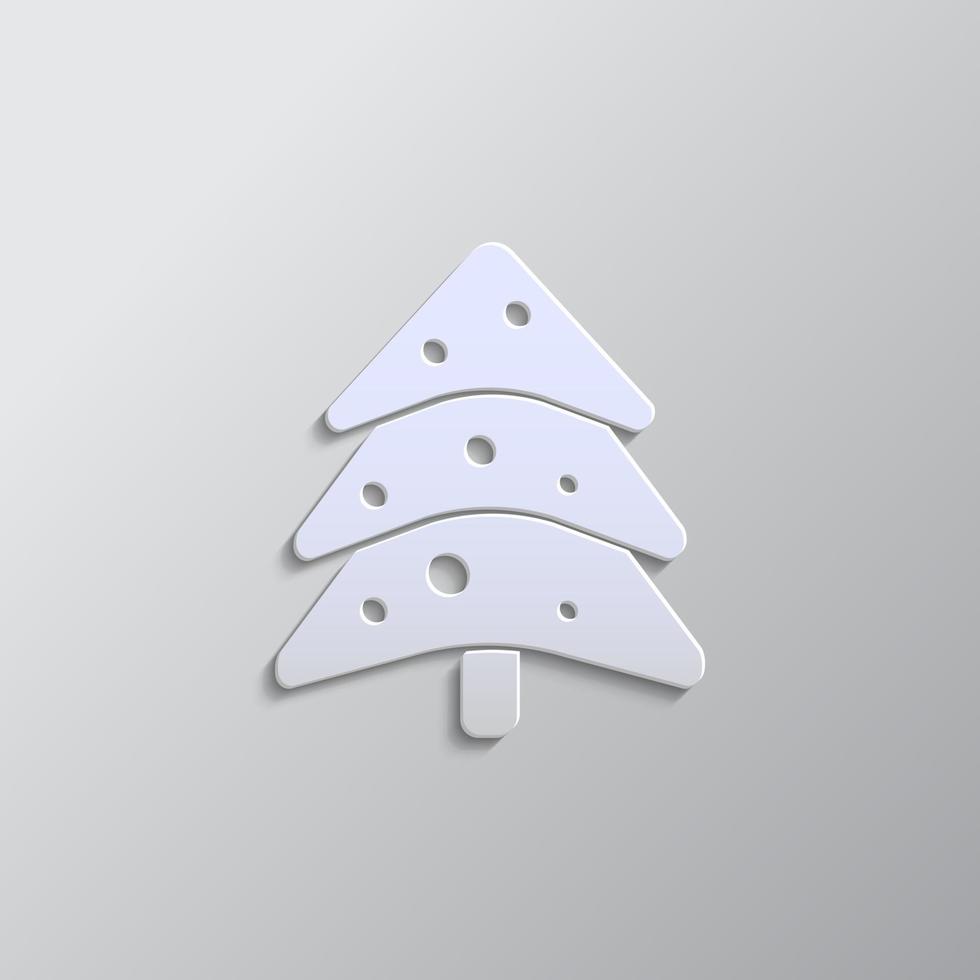 Cristmas tree icon. Vector icon. Paper style vector icon on white background