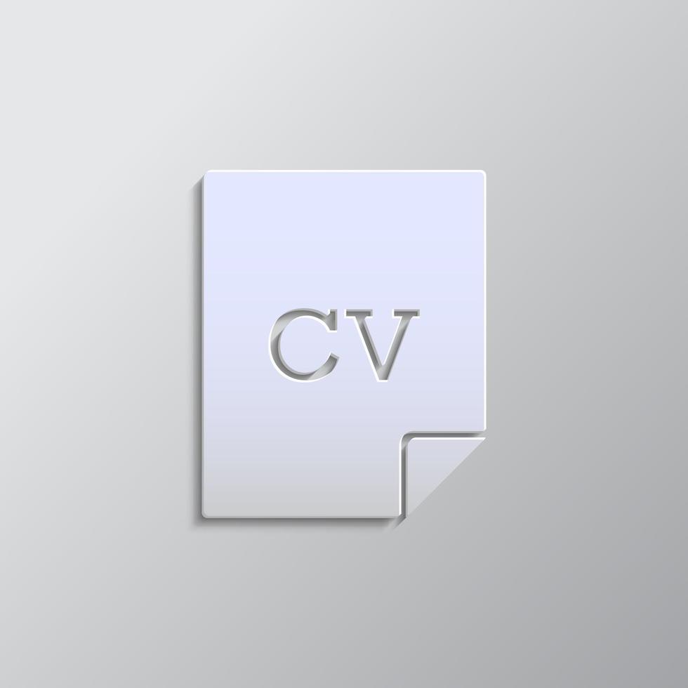 cv paper style, icon. Grey color vector background- Paper style vector icon.