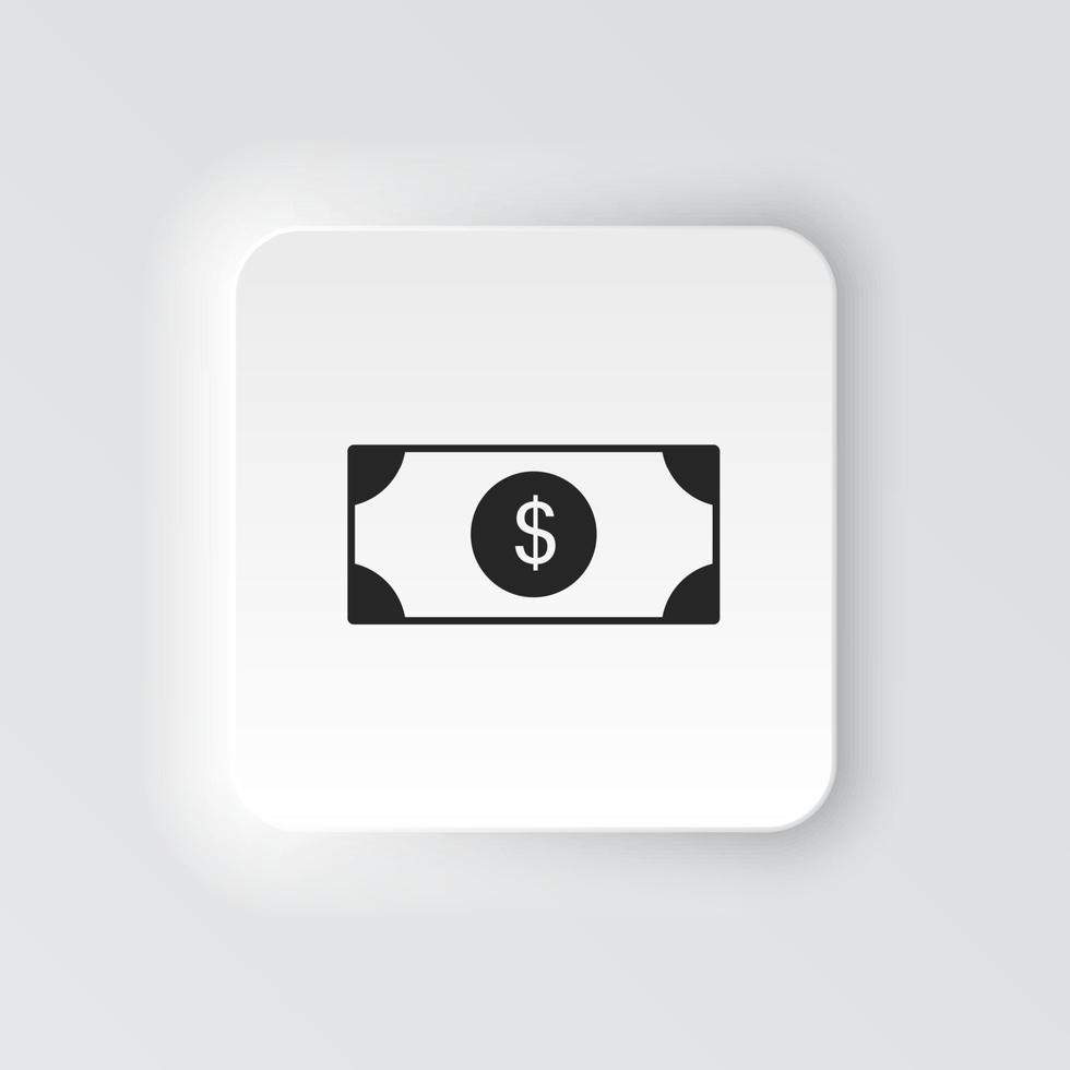 Rectangle button icon Dollar. Button banner Rectangle badge interface for application illustration on neomorphic style on white background vector
