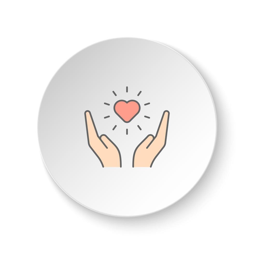 Round button for web icon, Soul, arms, heart symbol. Button banner round, badge interface for application illustration on white background vector