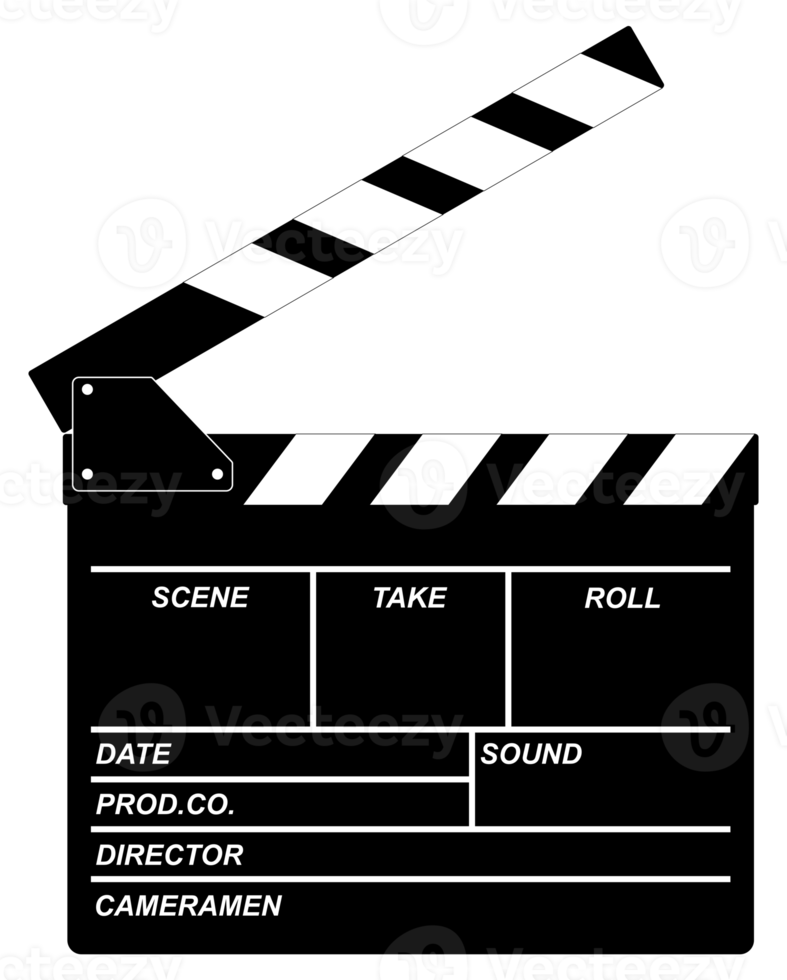 Clapper Board for Cinematography Concept, Movie or Film. Format PNG