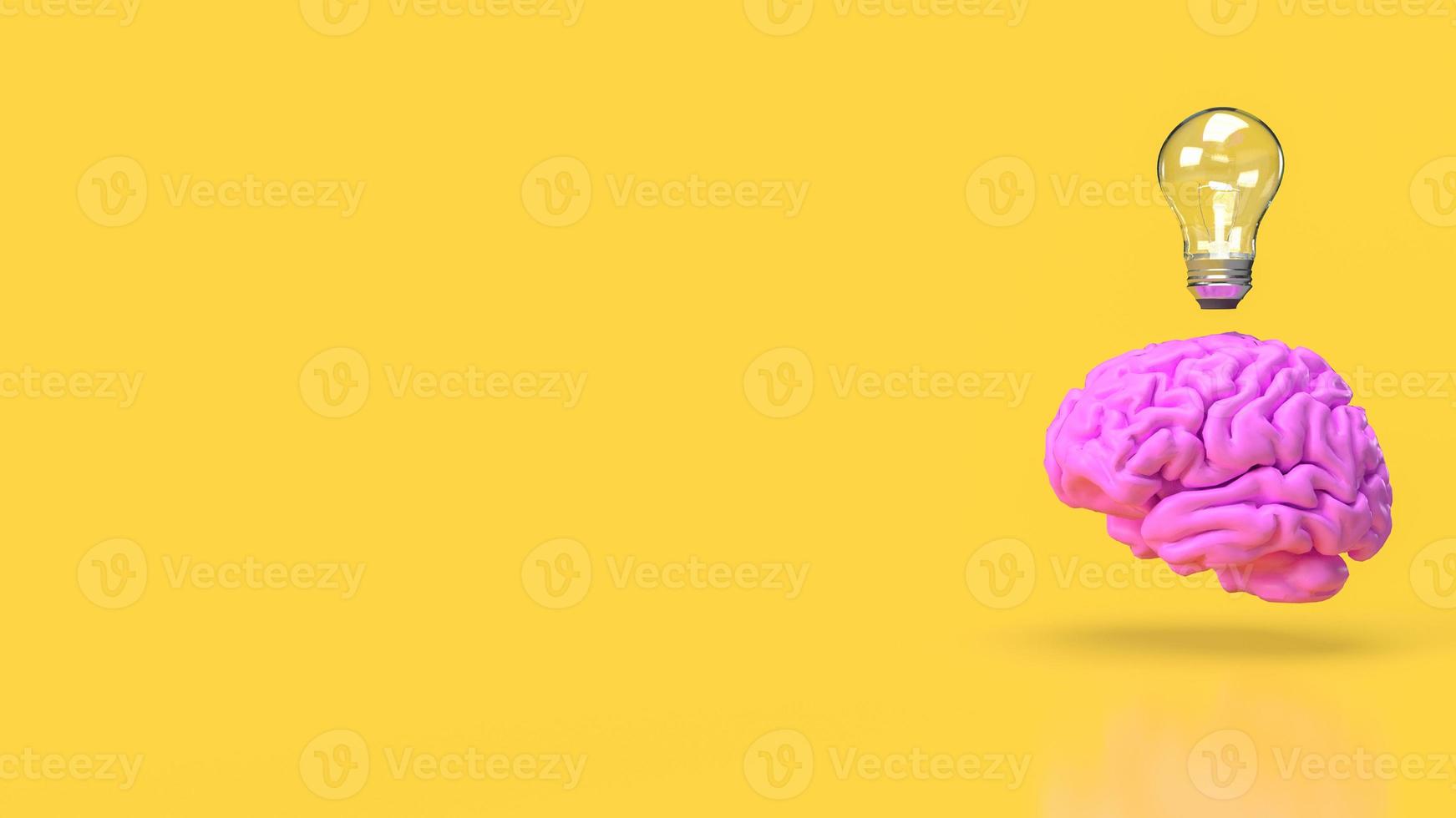 The Brain and light bulb for creative thinking or Brainstorm  concept 3d rendering photo