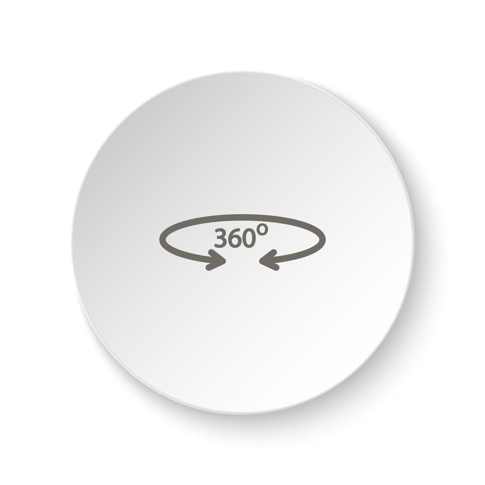 redondo botón para web icono, grado, realidad, girar, 360. botón bandera redondo, Insignia interfaz para solicitud ilustración en blanco antecedentes vector