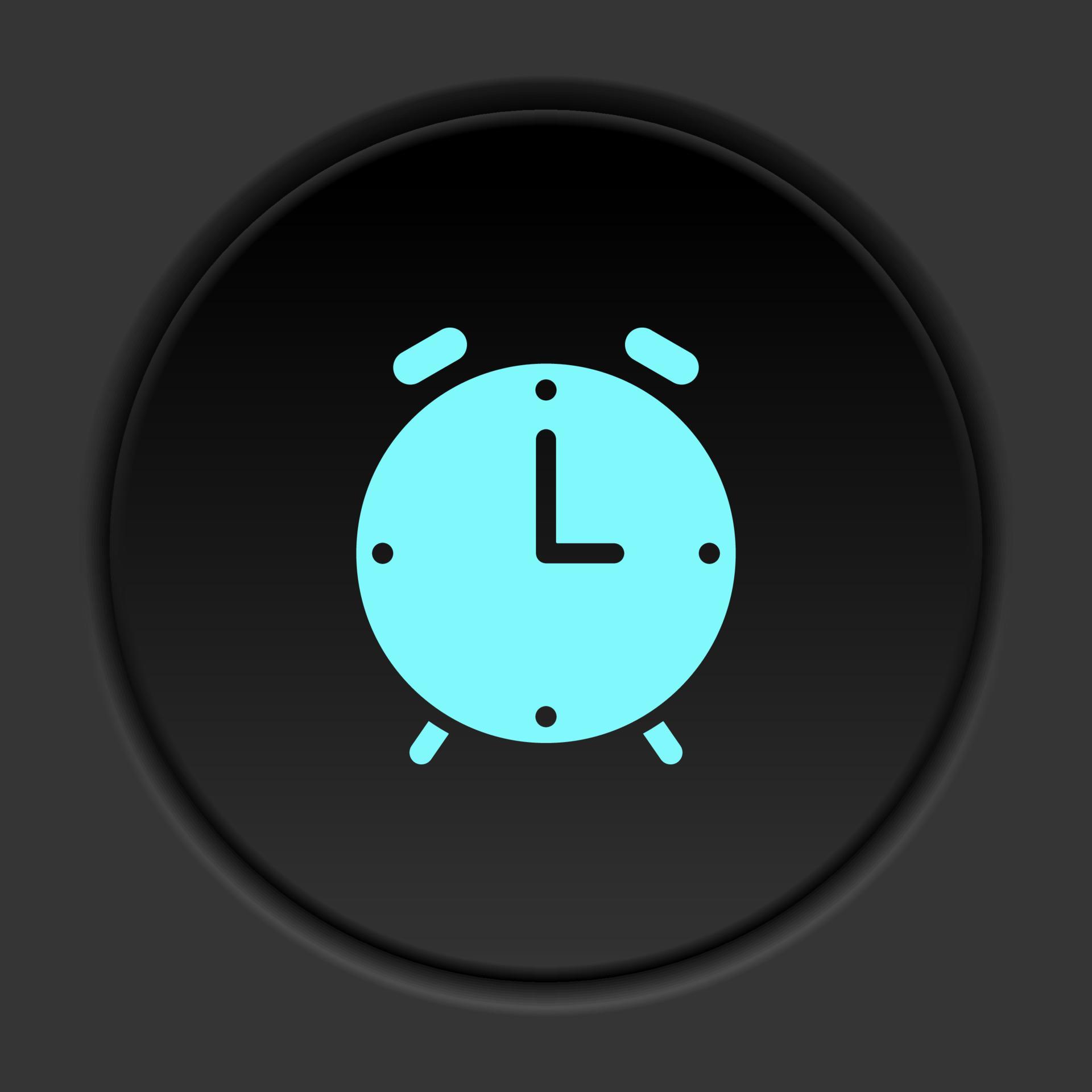 Round button icon, alarm, clock. Button banner round, badge interface