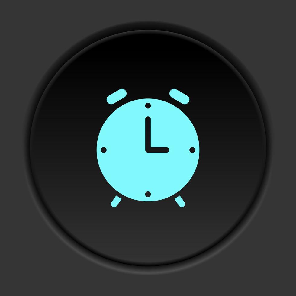 redondo botón icono, alarma, reloj. botón bandera redondo, Insignia interfaz para solicitud ilustración en oscuro antecedentes vector