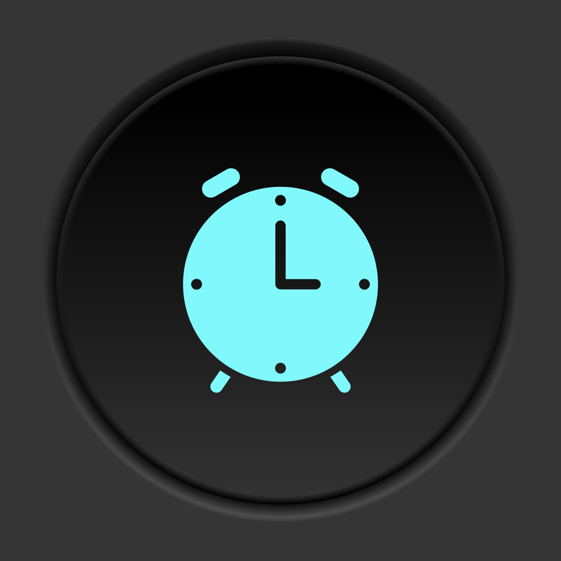 Round button icon, alarm, clock. Button banner round, badge interface