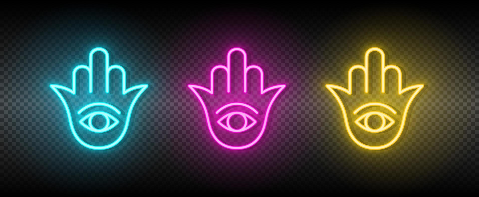 Hamsa symbol neon vector icon