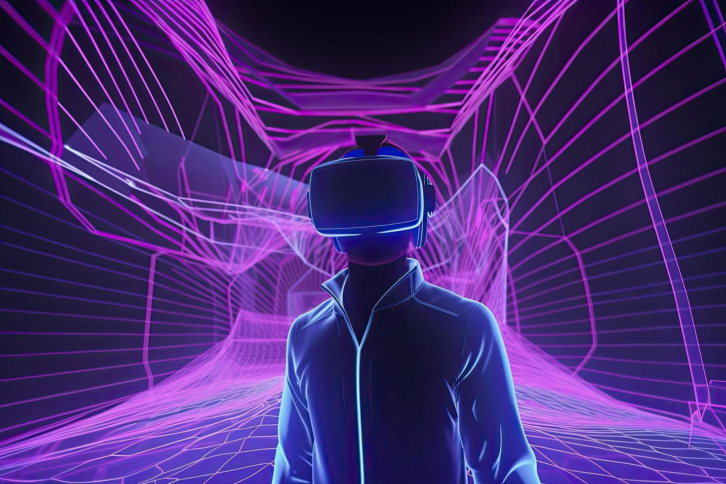 Metaverse technology future concept. VR virtual digital reality cyber metaverse simulation Innovation photo