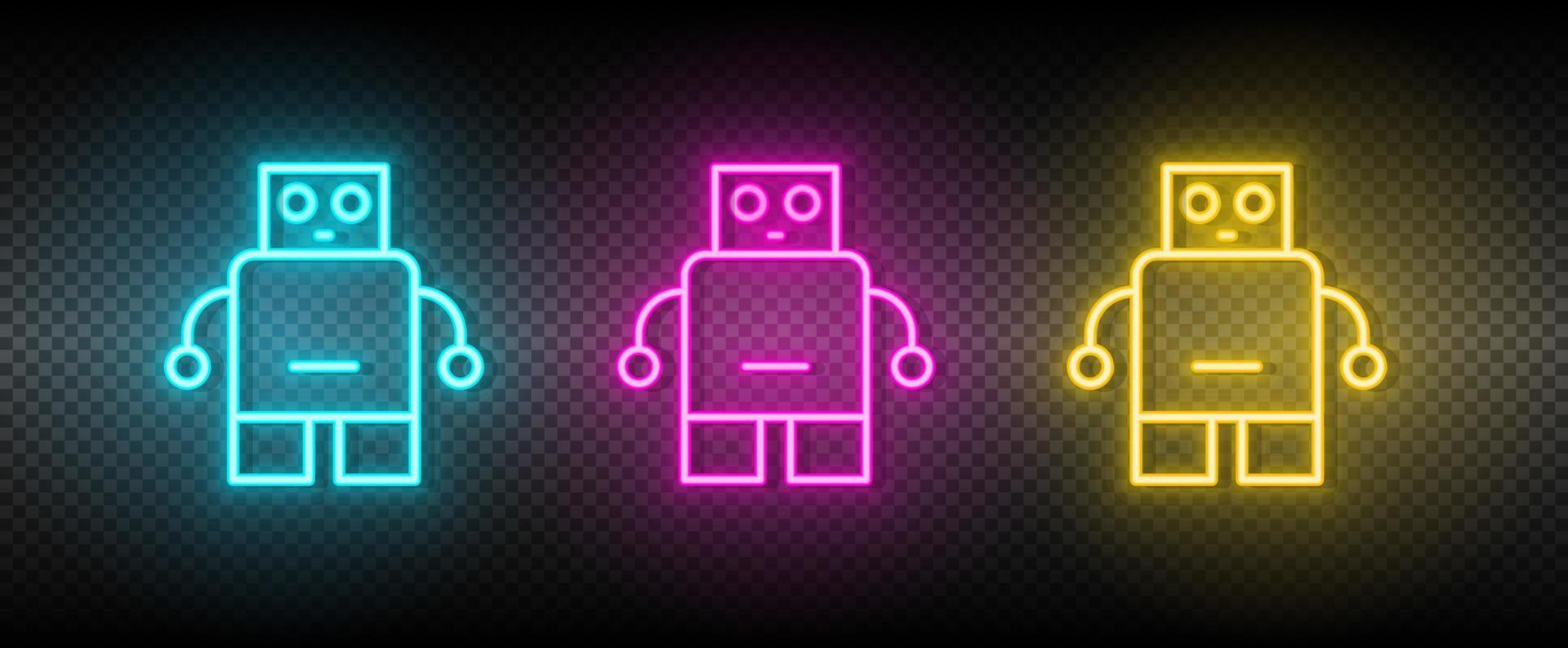 artificial intelligence, bionic man neon icon set. Technology vector illustration neon blue, yellow, red icon set