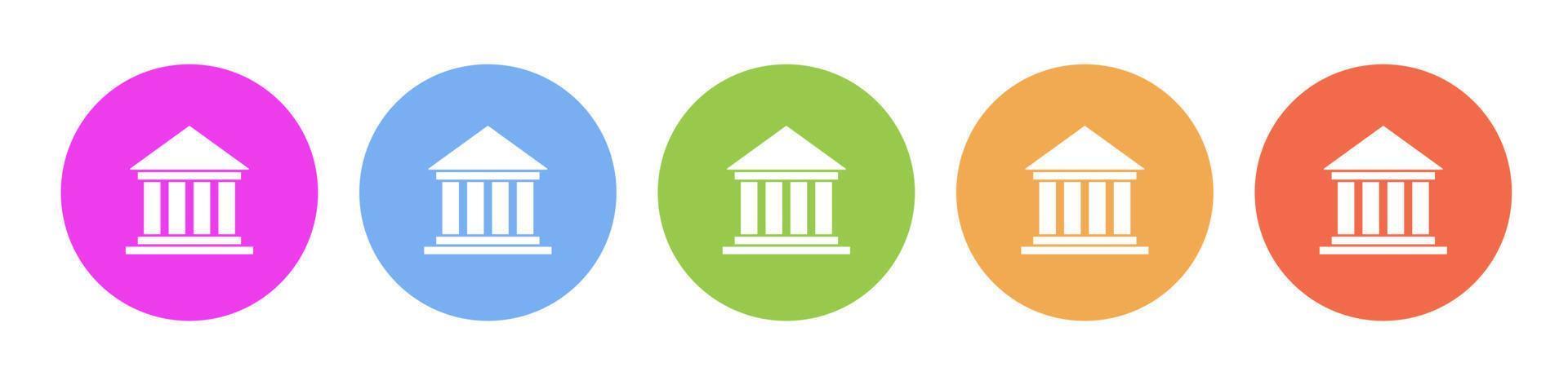 Multi colored flat icons on round backgrounds. Museum multicolor circle vector icon on white background