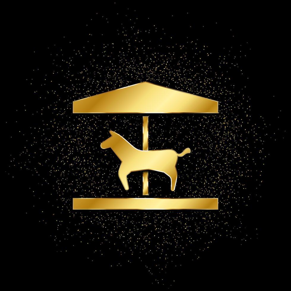Horse, carousel gold, icon. Vector illustration of golden particle on gold vector background