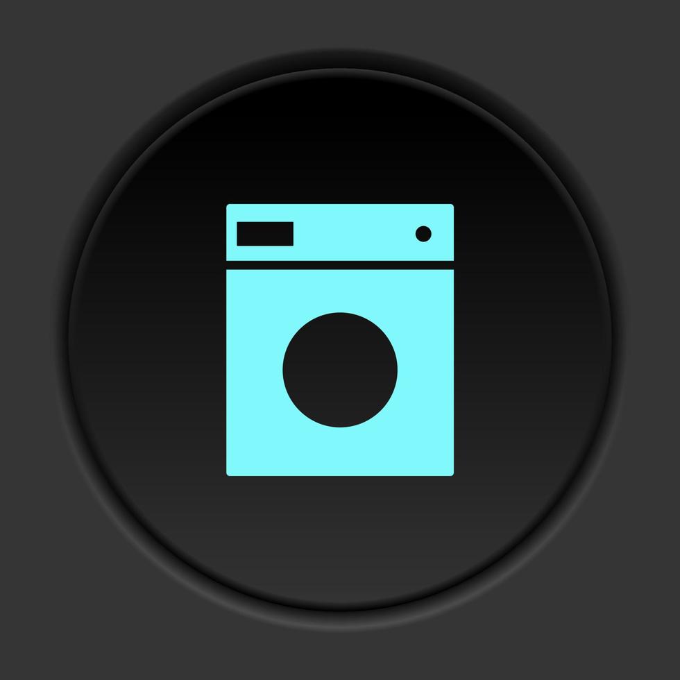 Round button icon Washer. Button banner round badge interface for application illustration on dark background vector