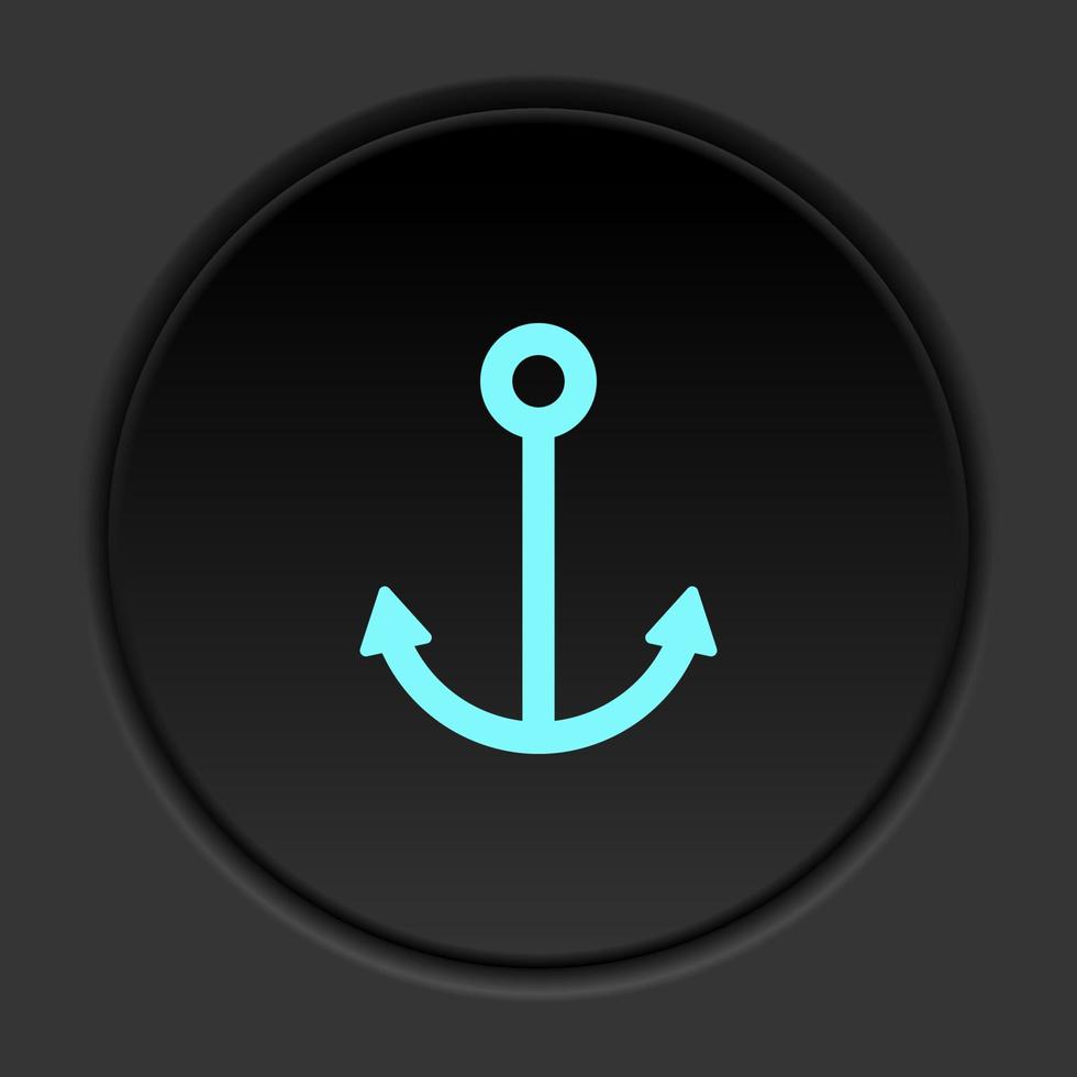 Round button icon Anchor. Button banner round badge interface for application illustration on dark background vector