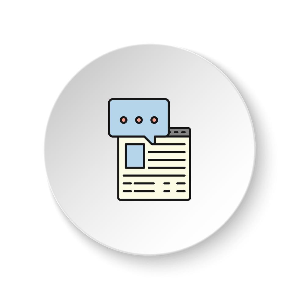 Round button for web icon, chat, online. Button banner round, badge interface for application illustration on white background vector