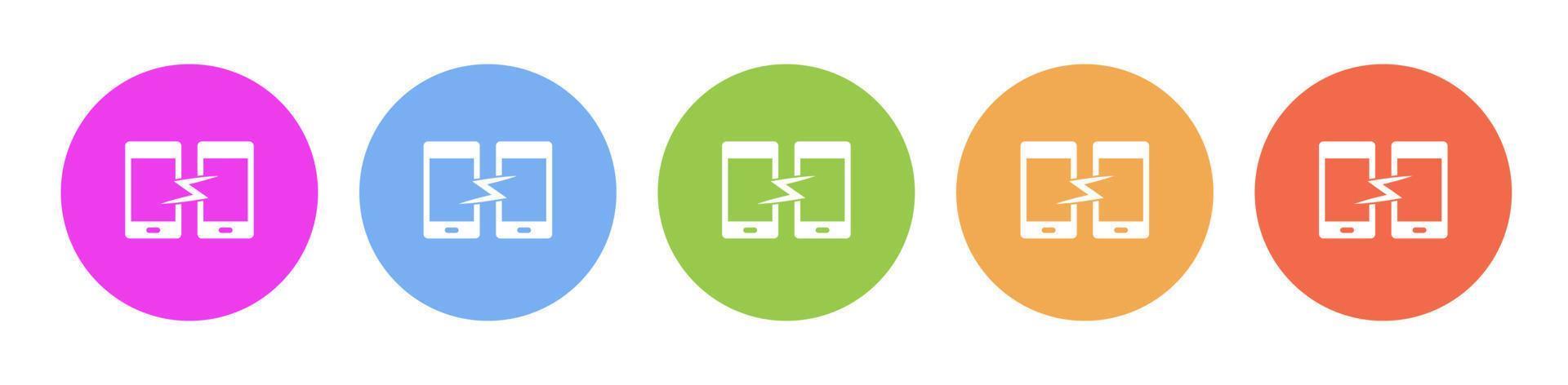 Multi colored icon phone sync. Button banner round badge interface for application illustration on white background vector