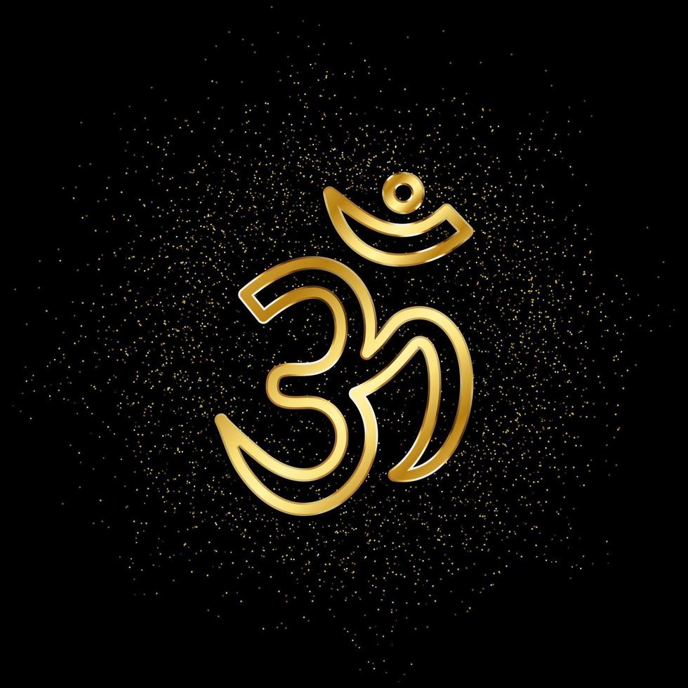 Om gold icon. Vector illustration of golden particle background.. Spiritual concept vector illustration .