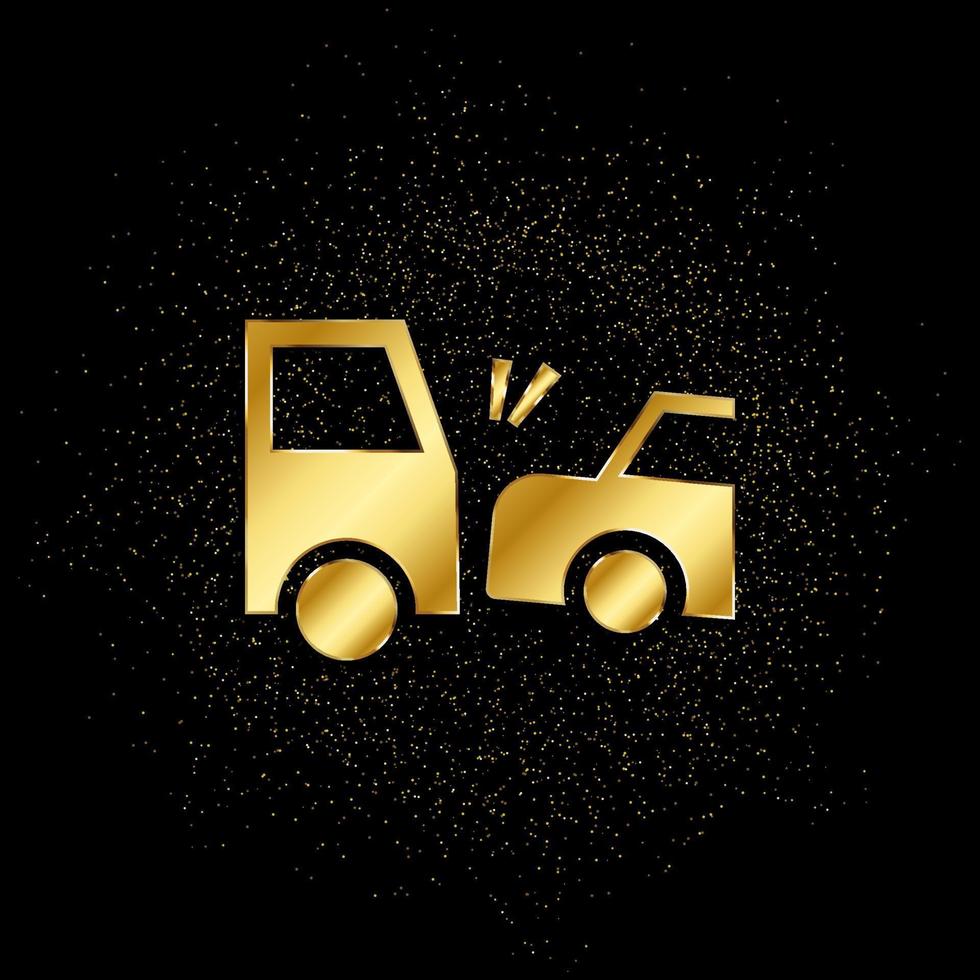 accidente, auto, colisión, seguro oro, icono. vector ilustración de dorado partícula antecedentes . vector oro antecedentes