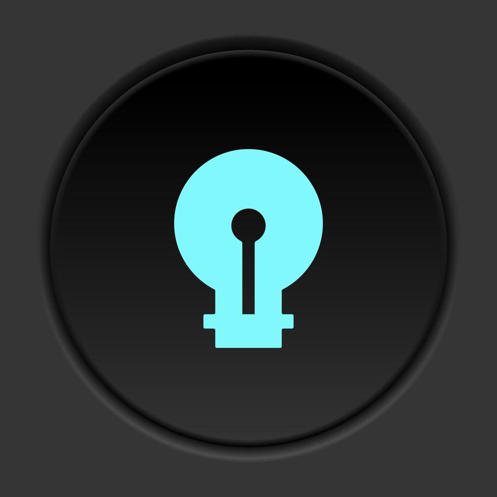 Round button icon, light, bulb. Button banner round, badge interface for application illustration on dark background vector