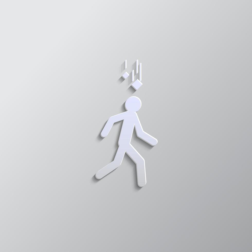 falling, object, human, accident paper style icon. Grey color vector background- Paper style vector icon.