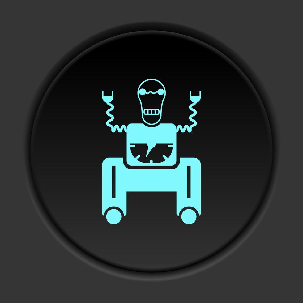 Dark button icon Robot technology. Button banner round badge interface for application illustration on darken background vector