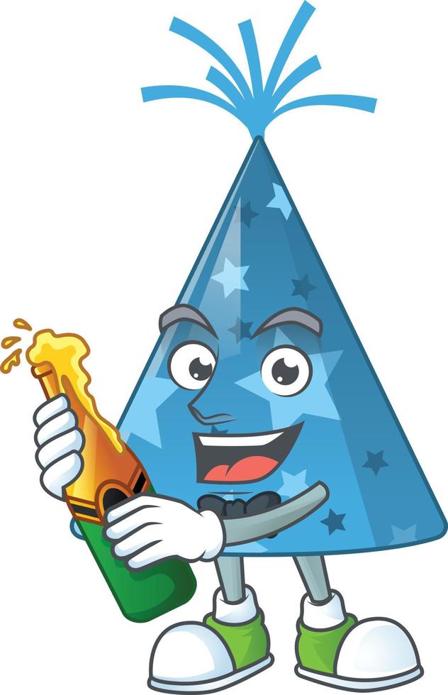 Cartoon character of blue party hat vector