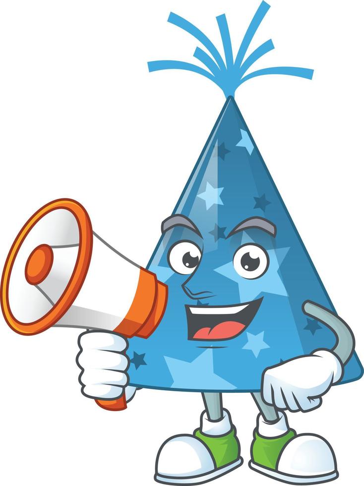 Cartoon character of blue party hat vector