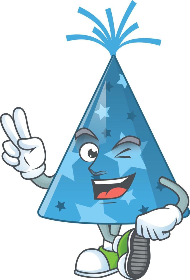 Cartoon character of blue party hat vector