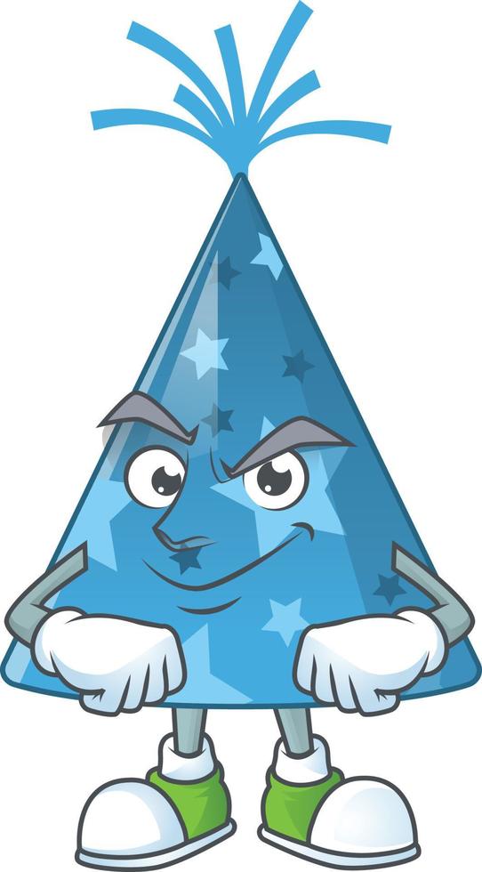 Cartoon character of blue party hat vector