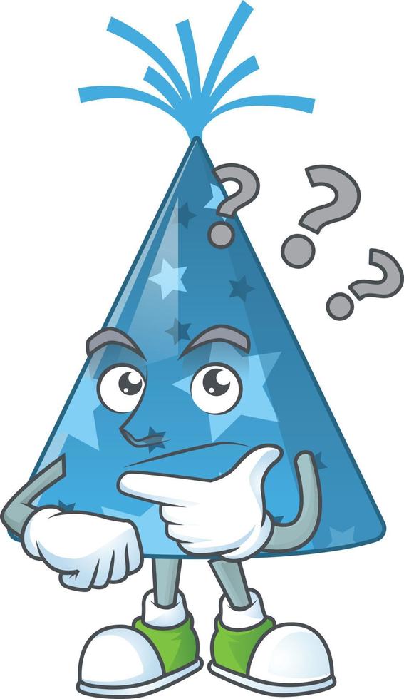 Cartoon character of blue party hat vector
