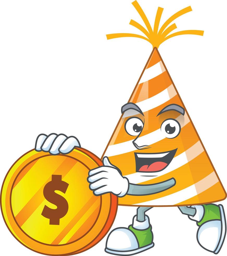 Cartoon character of yellow party hat vector