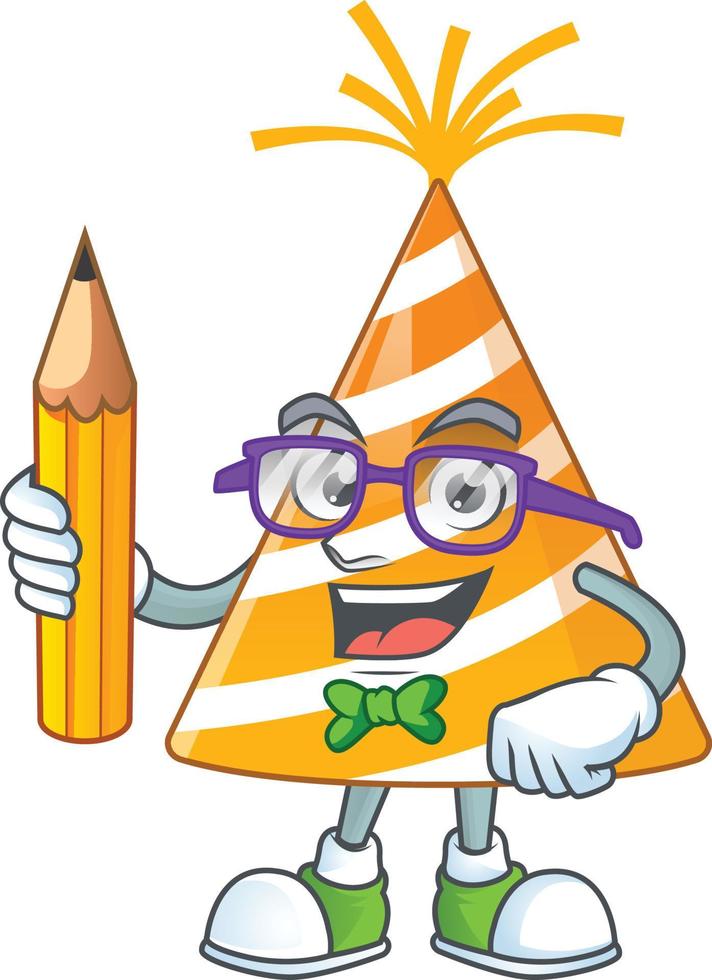 Cartoon character of yellow party hat vector