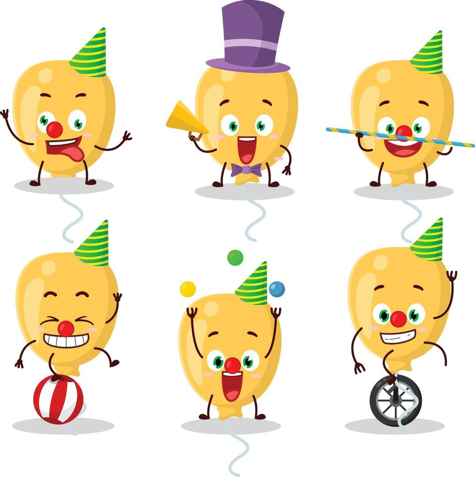 Cartoon character of yellow balloon with various circus shows vector