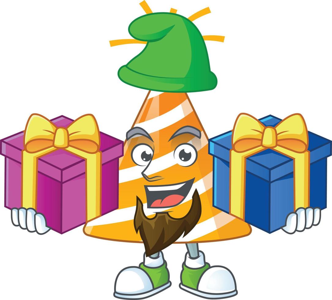 Cartoon character of yellow party hat vector