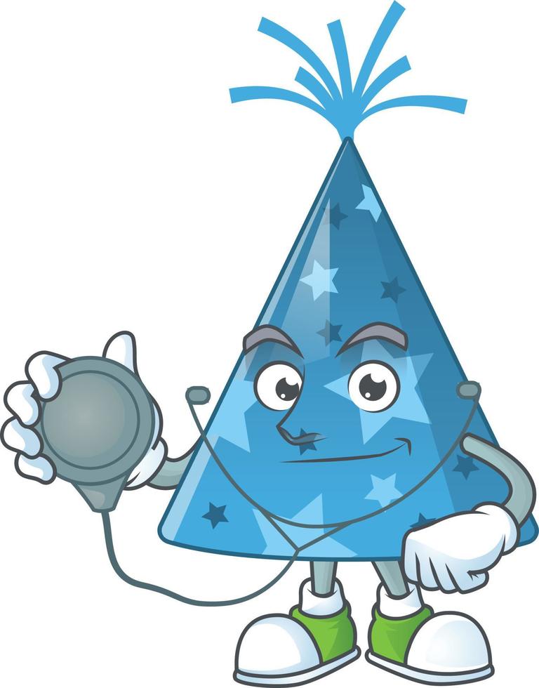 Cartoon character of blue party hat vector