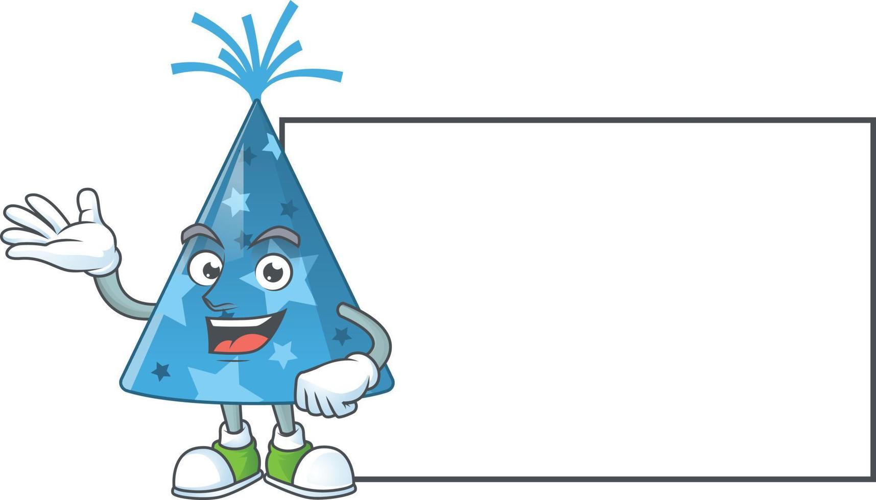 Cartoon character of blue party hat vector